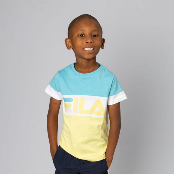 Fila Greg Boy's T-Shirts - White/Lemon,NZ 904-91027